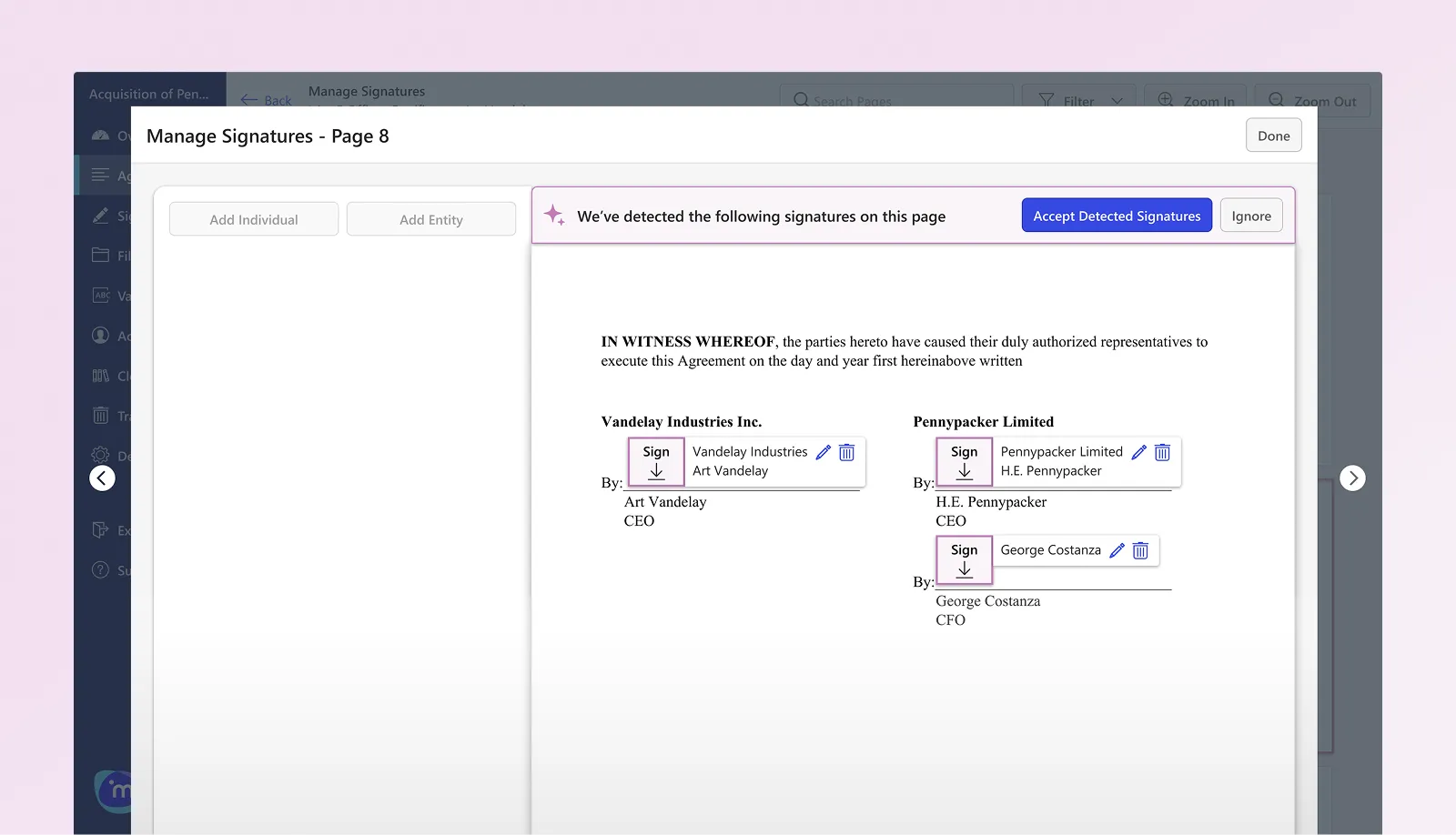 AI signature detection focus pane