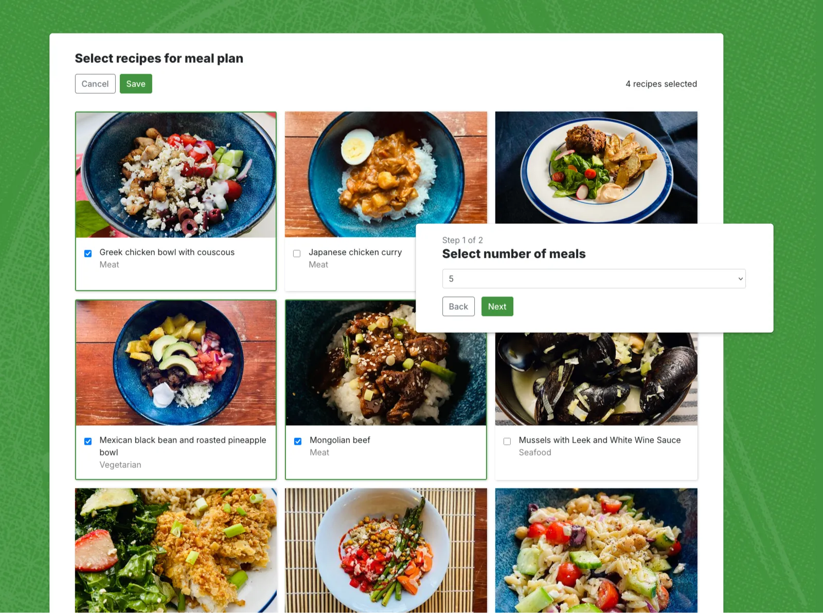 This Week in Food meal planning tool